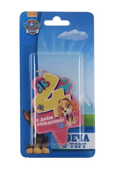 Свеча Paw Patrol в торт цифра 4 С Днем рождения
