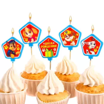 Свеча Paw Patrol в торт С Днем Рождения 5 шт