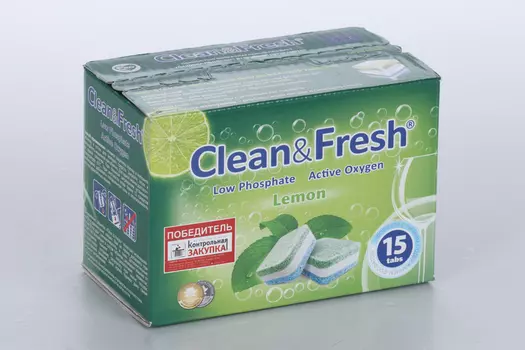 Таблетки для посудомоечных машин Clean & Fresh All in 1, 15 шт