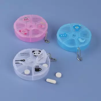 Таблетница Keep health с цепочкой 6 секций цвет МИКС