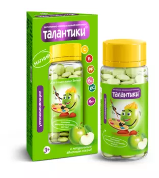 Талантики конфеты йогуртовые витаминизир с яблочн соком успокаивающие банка с 3 лет, 80 г