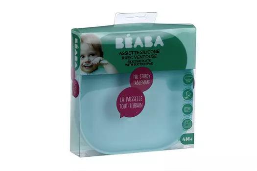 Тарелка Beaba Силикон Сакшэн голубая