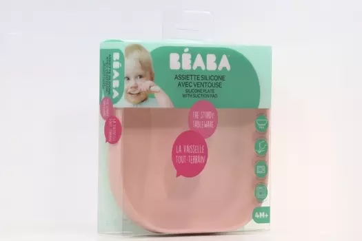 Тарелка Beaba Силикон Сакшэн розовая