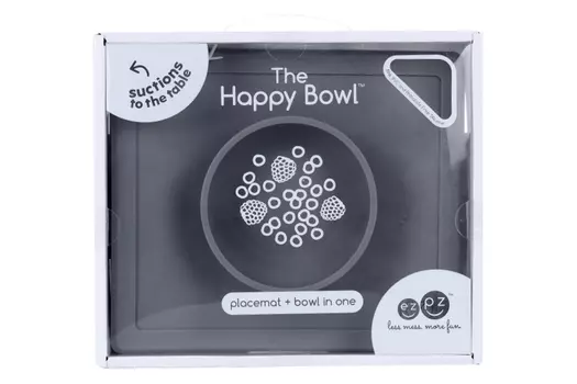 Тарелка EZPZ Happy Bowl силикон с подставкой серая