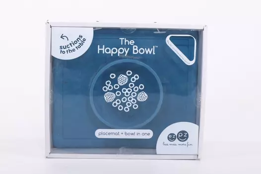 Тарелка EZPZ Happy Bowl силикон с подставкой синяя