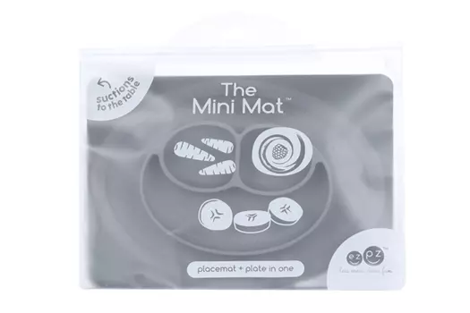 Тарелка EZPZ Mini Mat силикон прилипающ с подставкой серая
