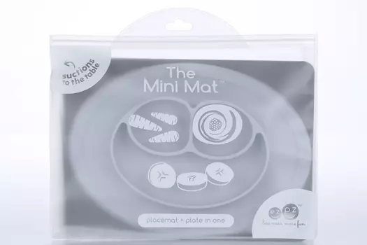 Тарелка EZPZ Mini Mat силикон прилипающ с подставкой светло-серая