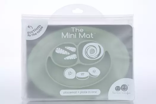 Тарелка EZPZ Mini Mat силикон прилипающ с подставкой оливковая