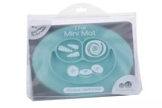 Тарелка EZPZ Mini Mat силикон прилипающ с подставкой аквамариновая