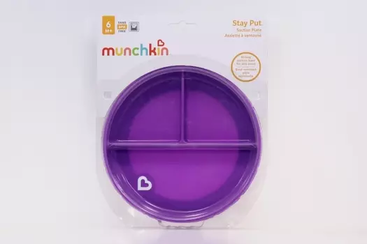 Тарелочка Манчкин детская секционная на присоске фиол (с 6 мес)