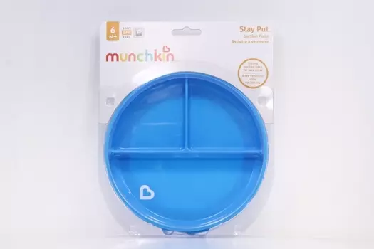 Тарелочка Манчкин детская секционная на присоске голуб (с 6 мес)