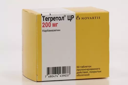 Тегретол ЦР 200 мг, 50 шт, таблетки пролонгированного действия покрытые оболочкой