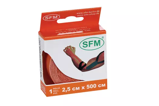 Тейп-кинезио SFM-Plaster на хлопковой основе рулон 2.5 х 500 см, оранжевый