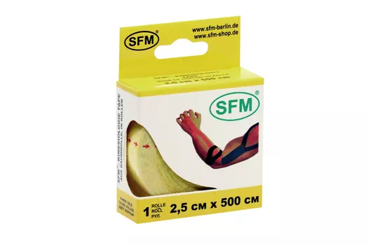 Тейп-кинезио SFM-Plaster на хлопковой основе рулон 2.5 х 500 см, желтый