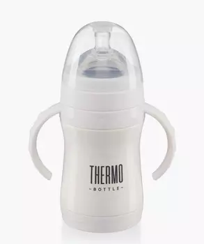 Термобутылочка Хэппи Бейби силик соской и соской-поильником, 200 мл, с 3 мес песоч