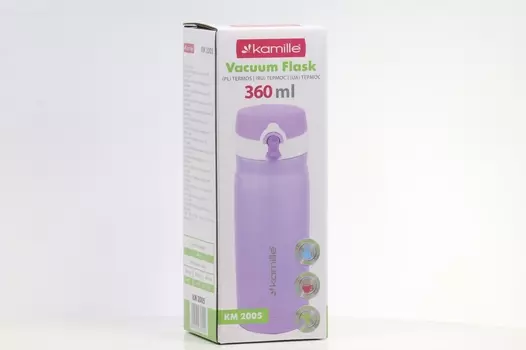 Термос-бутылка Kamille из нерж стали фиолетовый 360 мл