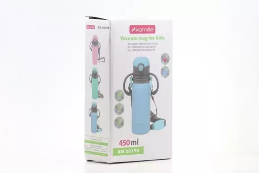 Термос Kamille д/детей из нерж стали бирюзовый, 450 мл