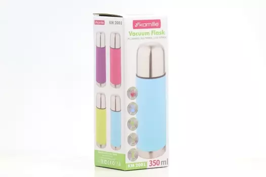 Термос Kamille из нерж стали с прорезиненным покрытием 1 чашка жёлтый 350 мл