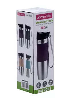 Термос Kamille из нерж стали с ремешком серый 480 мл