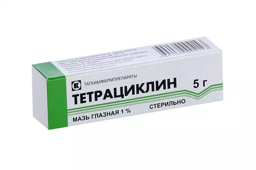 Тетрациклин 1 %, 5 г, мазь глазная