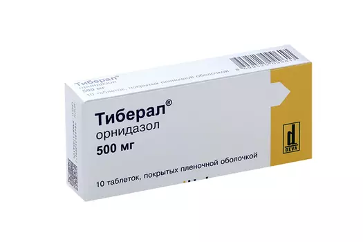 Тиберал 500 мг, 10 шт, таблетки покрытые пленочной оболочкой