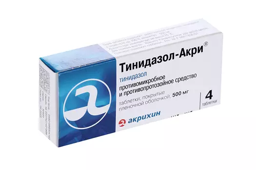 Тинидазол-Акри 500 мг, 4 шт, таблетки покрытые оболочкой