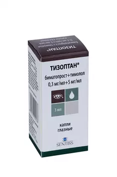 Тизоптан 0.3 мг/мл+5 мг/мл, 3 мл, капли глазные