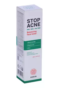 Тонер HISKIN Stop Acne балансирующий AHA+BHA+TEA TREE д/лица, 150 мл