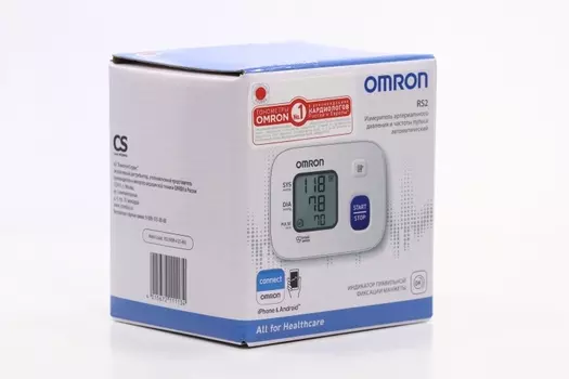 Тонометр OMRON RS2 автоматический запястный с индикатором повышенного давления + футляр