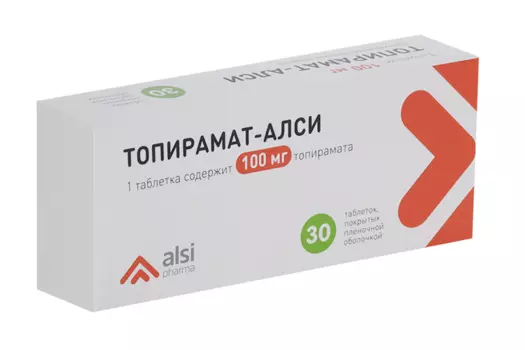 Топирамат-АЛСИ 100 мг, 30 шт, таблетки покрытые пленочной оболочкой