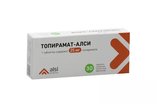 Топирамат-АЛСИ 25 мг, 30 шт, таблетки покрытые пленочной оболочкой