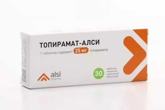 Топирамат-АЛСИ 25 мг, 30 шт, таблетки покрытые пленочной оболочкой