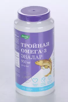 Тройная омега-3, 1 300 мг, 120 шт, капсулы