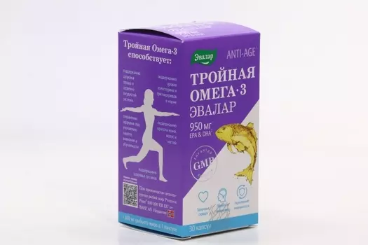 Тройная Омега-3 ЭПК/ДГК, 30 шт, 950 мг