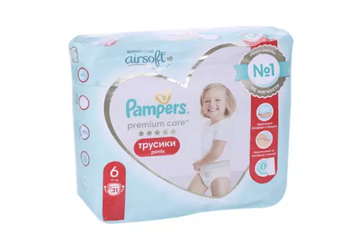 Трусики Памперс Пантс Premium care airsoft 6 (15+кг), 31 шт