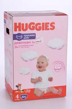 Трусики-подгузники HUGGIES для девочек 4 9-14 кг Disney Box 104 шт