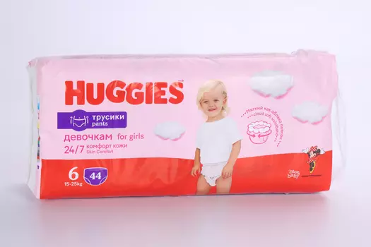 Трусики-подгузники HUGGIES Мега 6 для девочек 44 шт (15-25кг)