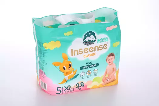 Трусики-подгузники Inseense Classic V5S XL (12-17 кг), 38 шт, изумруд