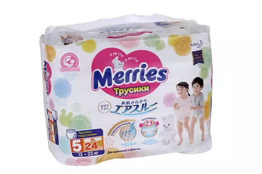 Трусики-подгузники MERRIES д/детей р XL (12-22 кг), 24 шт