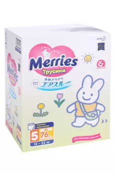 Трусики-подгузники MERRIES д/детей р XL (12-22 кг), 76 шт