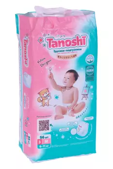 Трусики-подгузники Tanoshi д/детей M (6-11кг), 56 шт