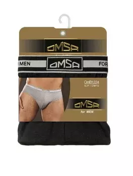 Трусы OMSA FOR MEN B_OmB 1224 муж слипы классич с откр резин черный