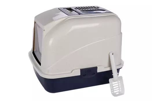 Туалет Чистый котик д/кошек закрытый с фильтром и совком 50х40х41 см синий