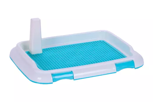 Туалет Пижон д/собак 46,5х35,5х5,5 см, со съемным бортом, решеткой и столбиком, голубой