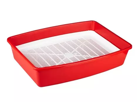 Туалет ВАКА д/кошек глубокий с сеткой 42х31х9,5 см красный