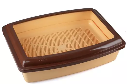 Туалет ВАКА д/кошек премиум глубокий полный комплект 43х32,5х12 см сливки/венге