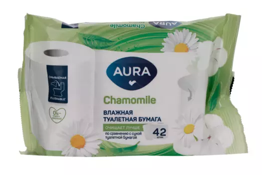 Туалетная бумага Аура влажн ромашка, 42 шт