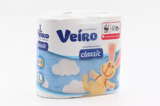 Туалетная бумага Veiro Classic 2-х слойная, 4 шт