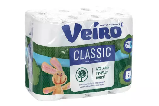 Туалетная бумага Veiro Classic 2-х слойная, 24 шт