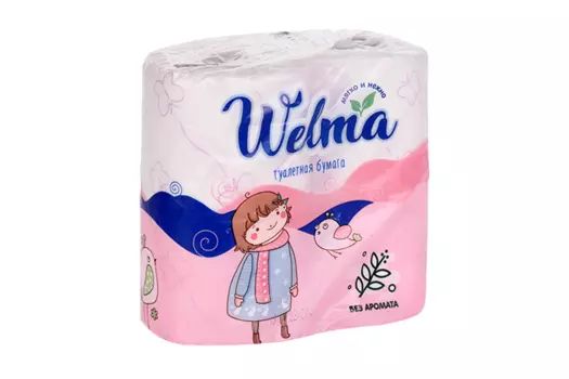 Туалетная бумага Welma 2-х слойная, 4 шт